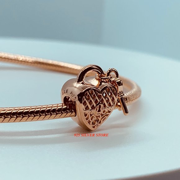 NEW Authentic Pandora Rose Gold Love You Lock Charm 787655 - Picture 4 of 8